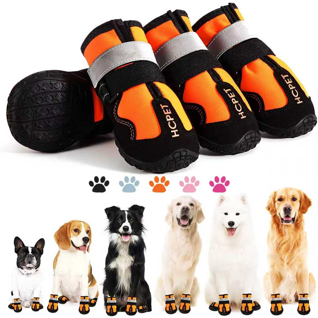 Hcpet Dog Boots, Dog Shoes for Large Dogs, Medium Dog Boots & Paw Protectors, Anti-Slip Dog Booties for Hot Pavement Winter Snow Hiking with Reflective Straps Black Size 1