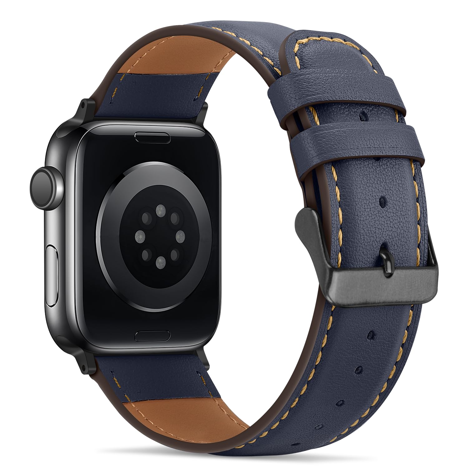 Tasikar Bands Compatible with Apple Watch Band 42mm (Series11/10) 41mm 40mm 38mm Men Genuine Leather Replacement Bands Compatible with Apple Watch SE Series 11 10 9 8 7 6 5 4 3, Black