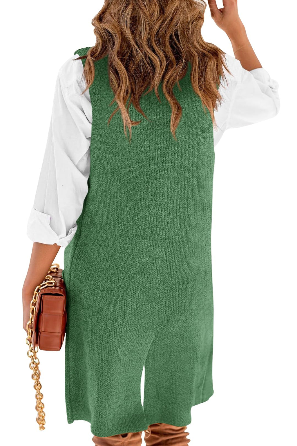 Danedvi Women Open Front Lapel Collar Cardigan Vest Button Down Long Sweaters Cardigan Solid Outerwear Coats