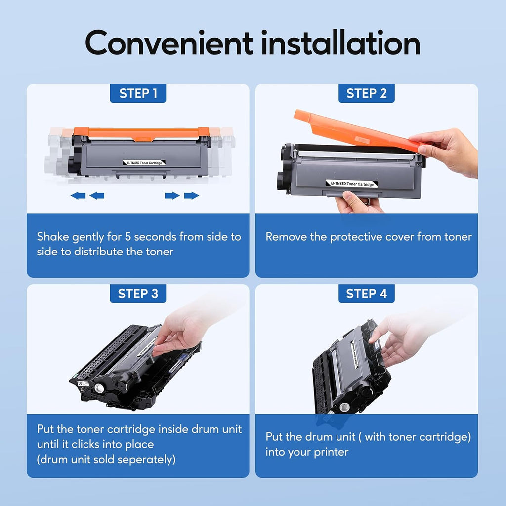 WEAREC Compatible Toner Cartridge Replacement for Brother TN850 TN-850 TN820 TN-820 Work with HL-L6200DW HL-L5200DW MFC-L5850DW MFC-L6800DW DCP-L5600DN Printer (Black,4-Pack)