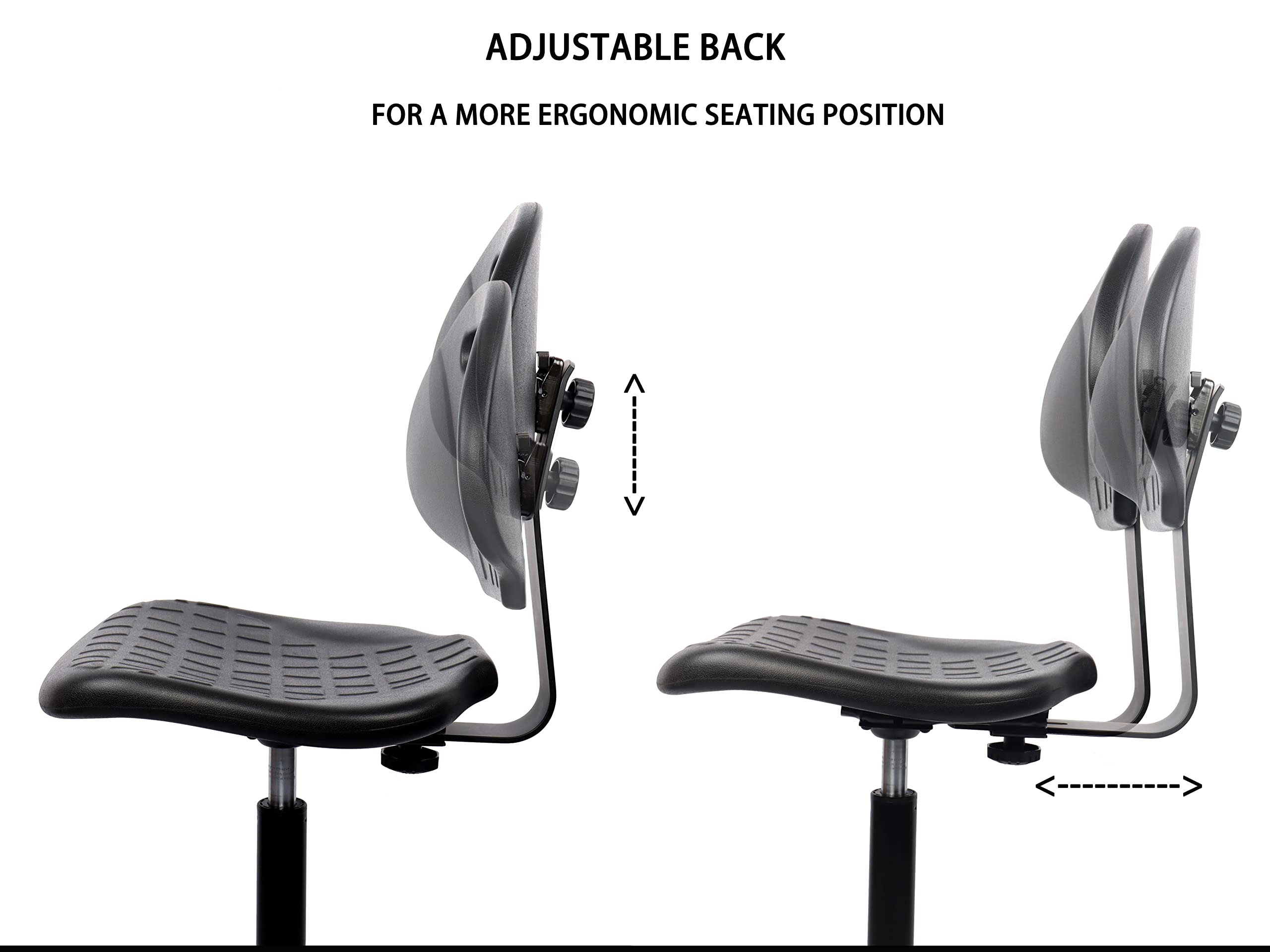 Chair Master-Heavy Duty Ergonomic Drafting Stool Black-Easy to Clean-Largest (20") Adj. Footring and Base (26") on the Market. Seat Ht Range (23"-33"). for Home, Auto, Lab, Cleanroom. Durable.