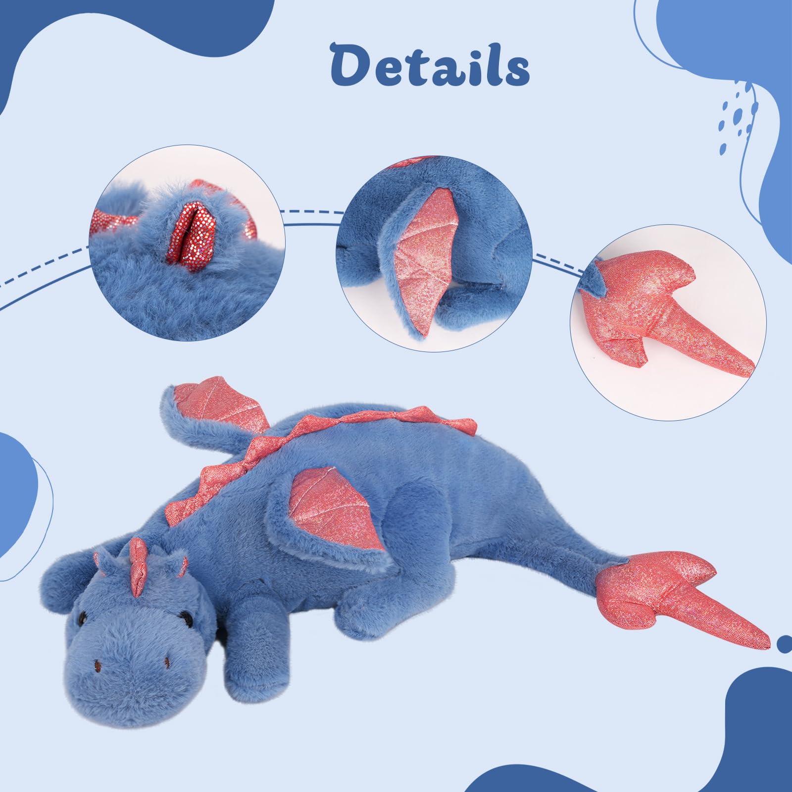 YOUBLEK 27.5 in 2Lb Weighted Stuffed Animals,Cute Plush Dragon,Weighted Stuff Dinosaur Toy for Kids Adult Gift or Decoration