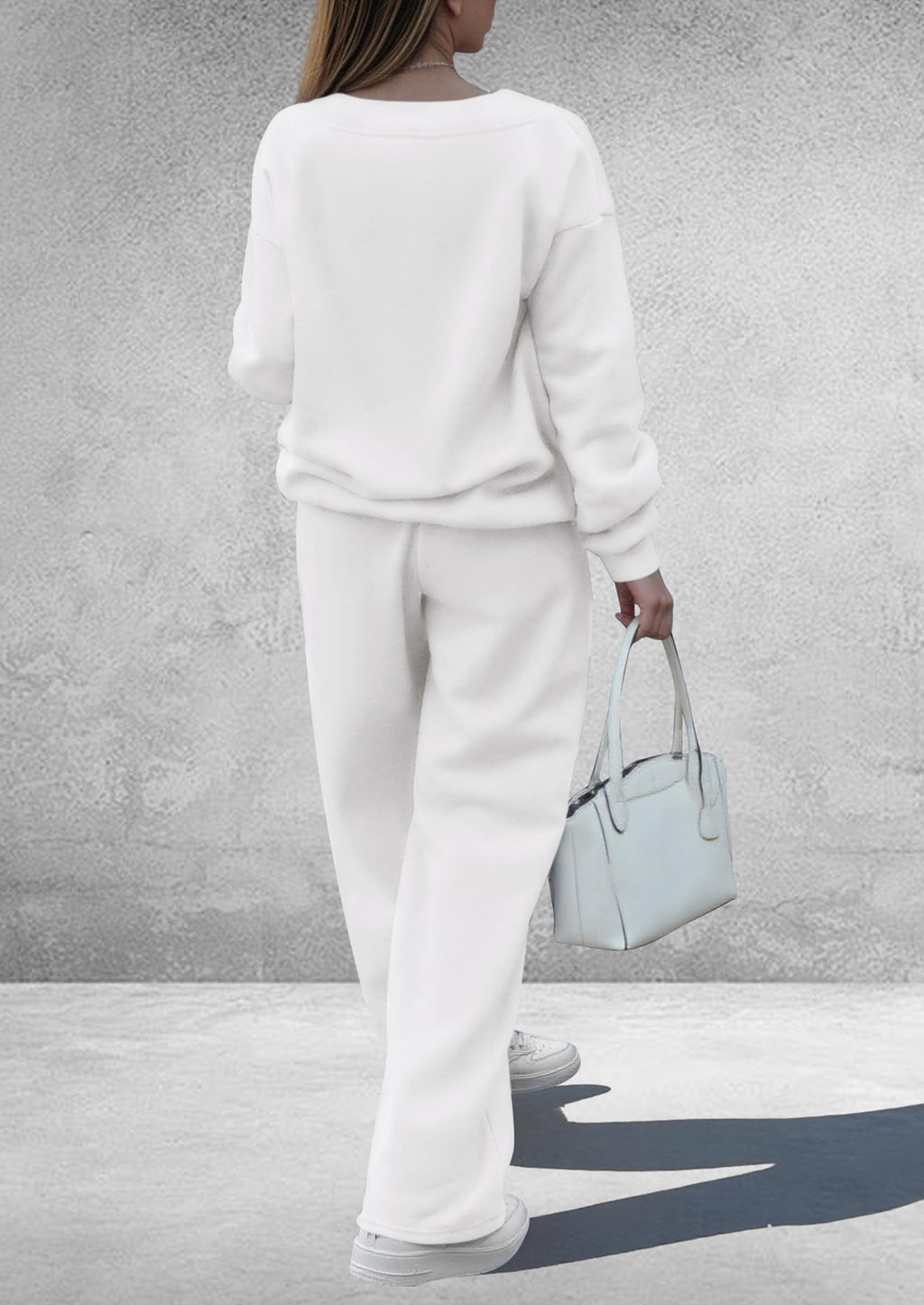 PRETTYGARDEN Casual Winter Two Piece Sets for Women 2026 V Neck Sweatshirt Loose Wide Leg Pants Tracksuit Knit Fall Outfits