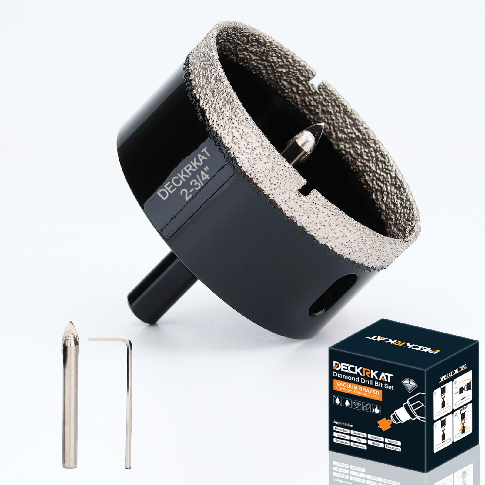 1 Inch Diamond Hole-Saw Bits with Pilot Drill Bit - 2pc 1" Diamond Tipped Tile Hole Saws with Guiding Bit Accurate Drilling for Porcelain Tile Ceramic Pottery Granite Stone Glass Bottles 25mm