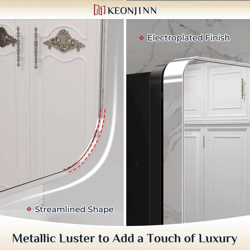 Keonjinn 15 x 36 Inch Black Slim Medicine Cabinets, Narrow Bathroom Side Medicine Cabinet with Mirror, Stainless Steel Framed, Adjustable Shelves, Recessed or Wall Mount, Modern Farmhouse