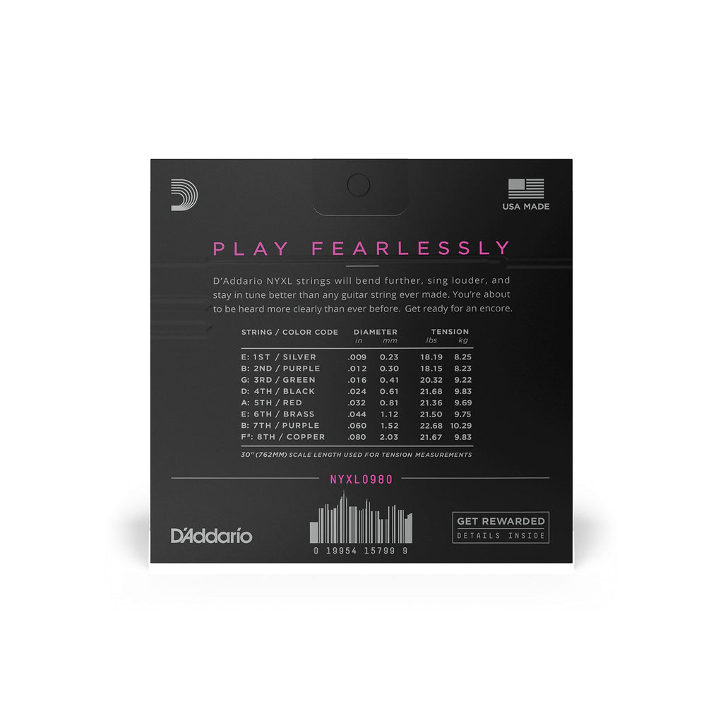 D'Addario Electric Guitar Strings, NYXL Nickel Plated, NYXL1149, Medium Gauge 11-49, 6-String Set, Pack of 1