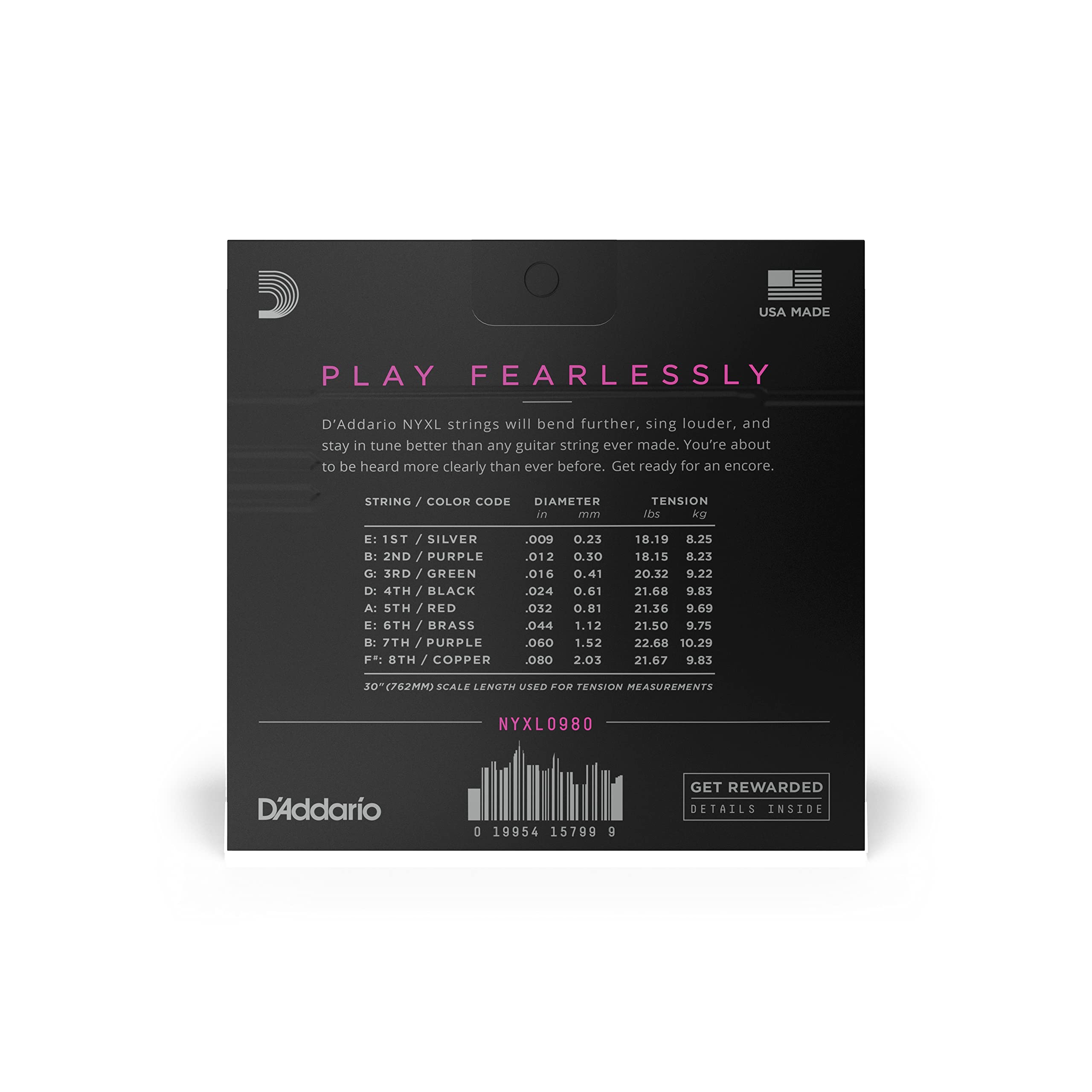 D'Addario Electric Guitar Strings, NYXL Nickel Plated, NYXL1149, Medium Gauge 11-49, 6-String Set, Pack of 1