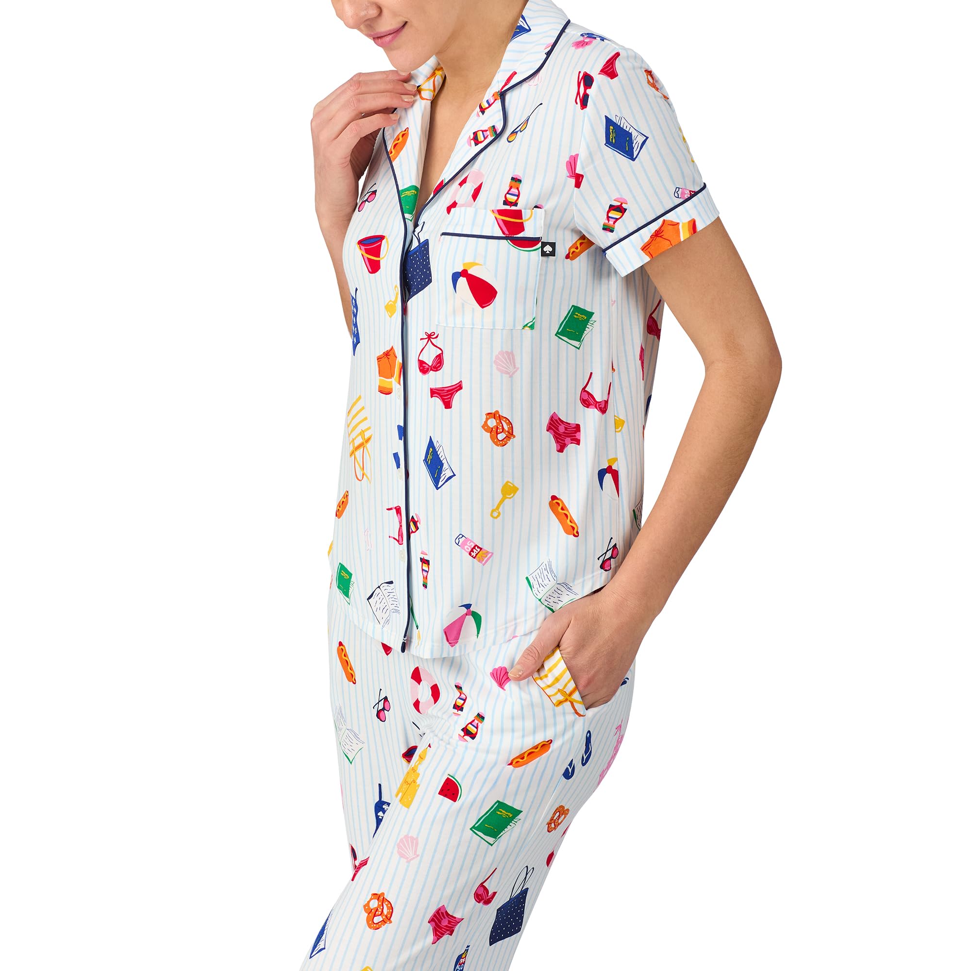kate spade new york Short Sleeve Cropped Pant PJ Set