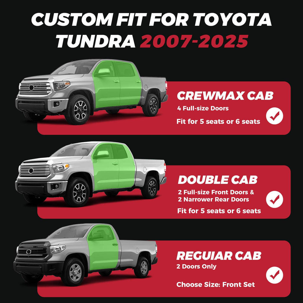 FREESOO Tundra Seat Covers 2007-2013, Fit for Toyota Tundra Crewmax Cab 5 Seats, Custom Truck Seat Covers with Waterproof Faux Leather Black