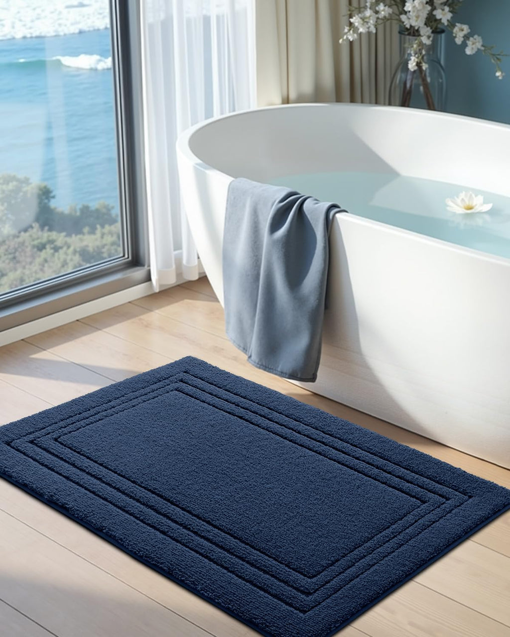 DEXI Bath Mats Bathroom Rug, 32x20 Non Slip Bathroom Rugs Washable, Absorbent Bathmat Quick Dry for Shower Floor Sink, Beige