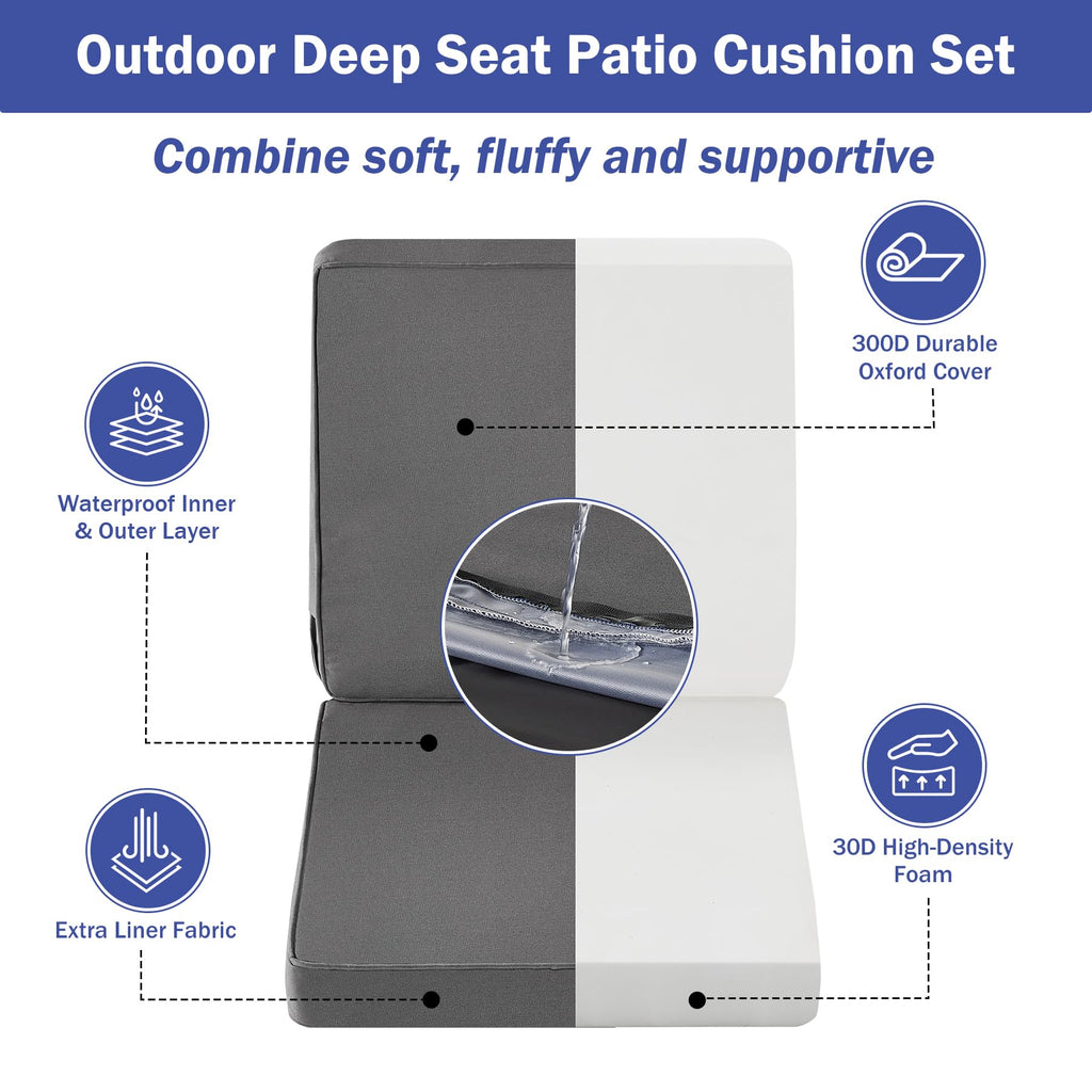 IPYNBAP Outdoor Cushions, Outdoor Chair Cushions 22x22x3 Inch, Cushions for Outdoor Furniture with Removable Cover, Waterproof & Fade Resistant Outdoor Seat Cushions for Patio, Lawn, Beige