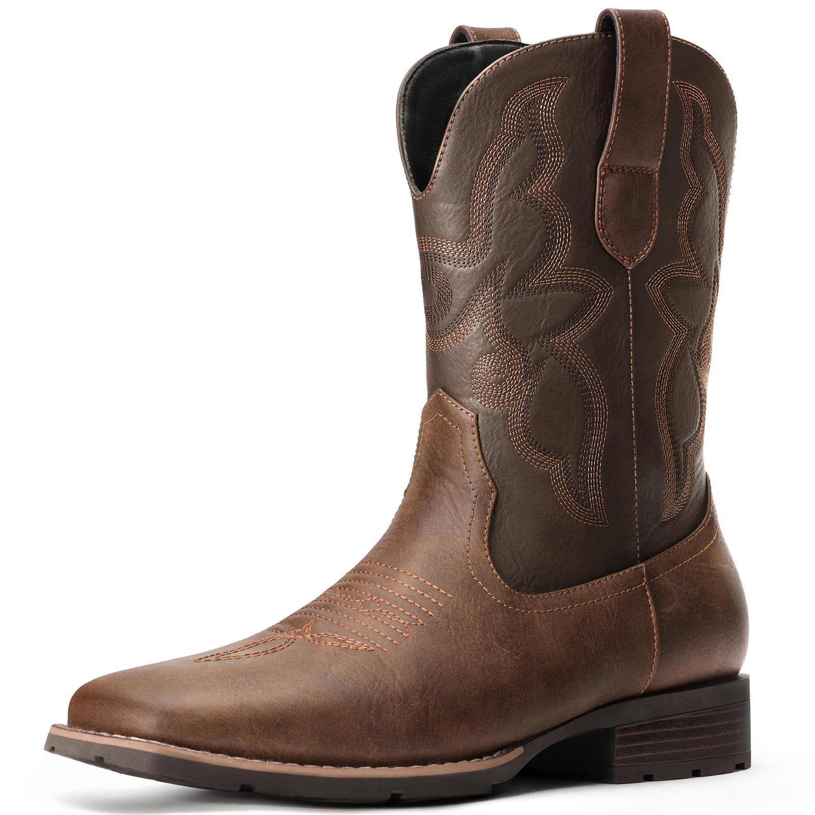 Cowboy Boots For Men - Western Boot Men's Cowboy Boots With Square Toe | Cowboy Western Boot | Pull-on Boots| Old West Style Embroidered