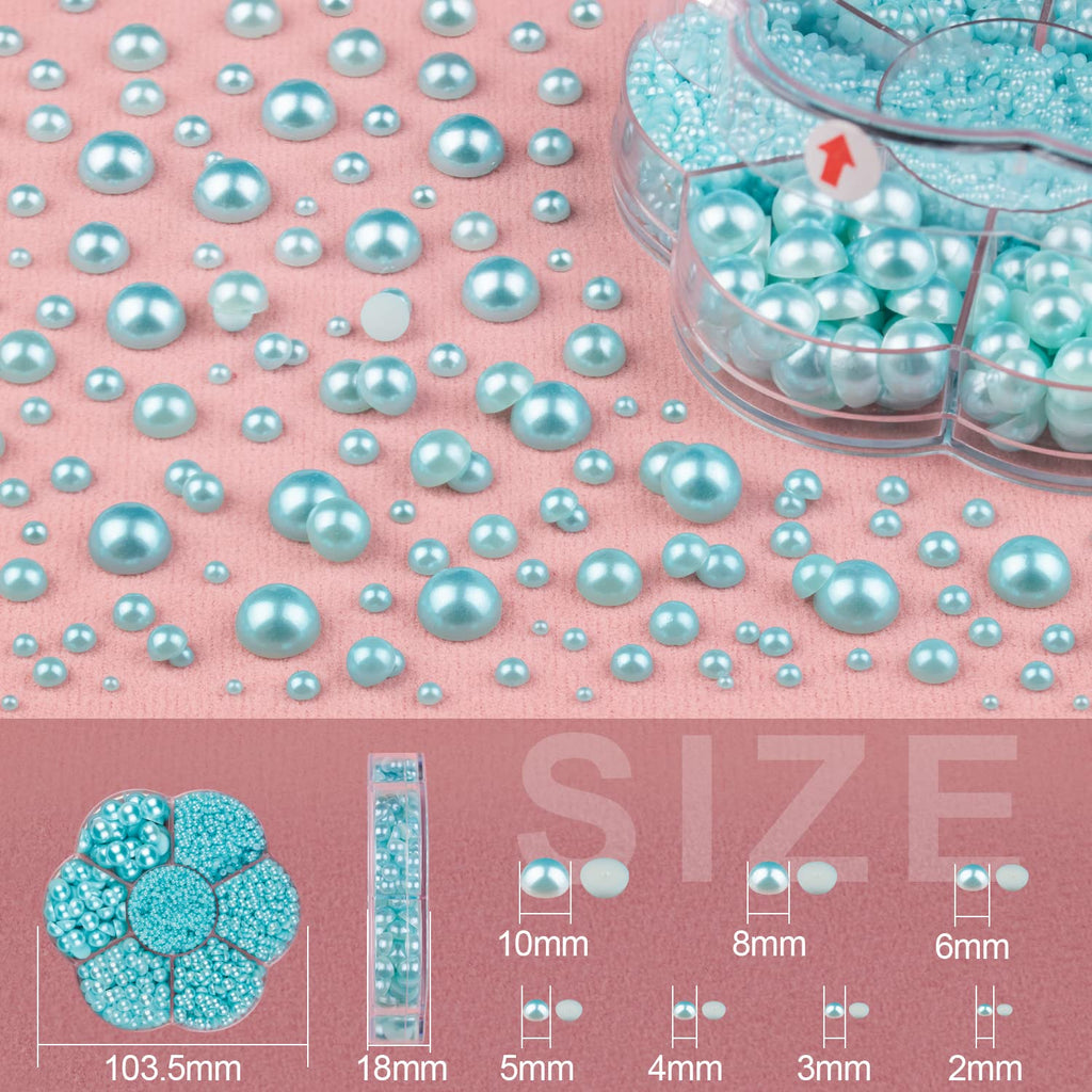 BELLEBOOST 5600pcs ABS Round Flat Back Beige Pearls Kit with Pickup Tools for Nail Art, Face, Body Decorations