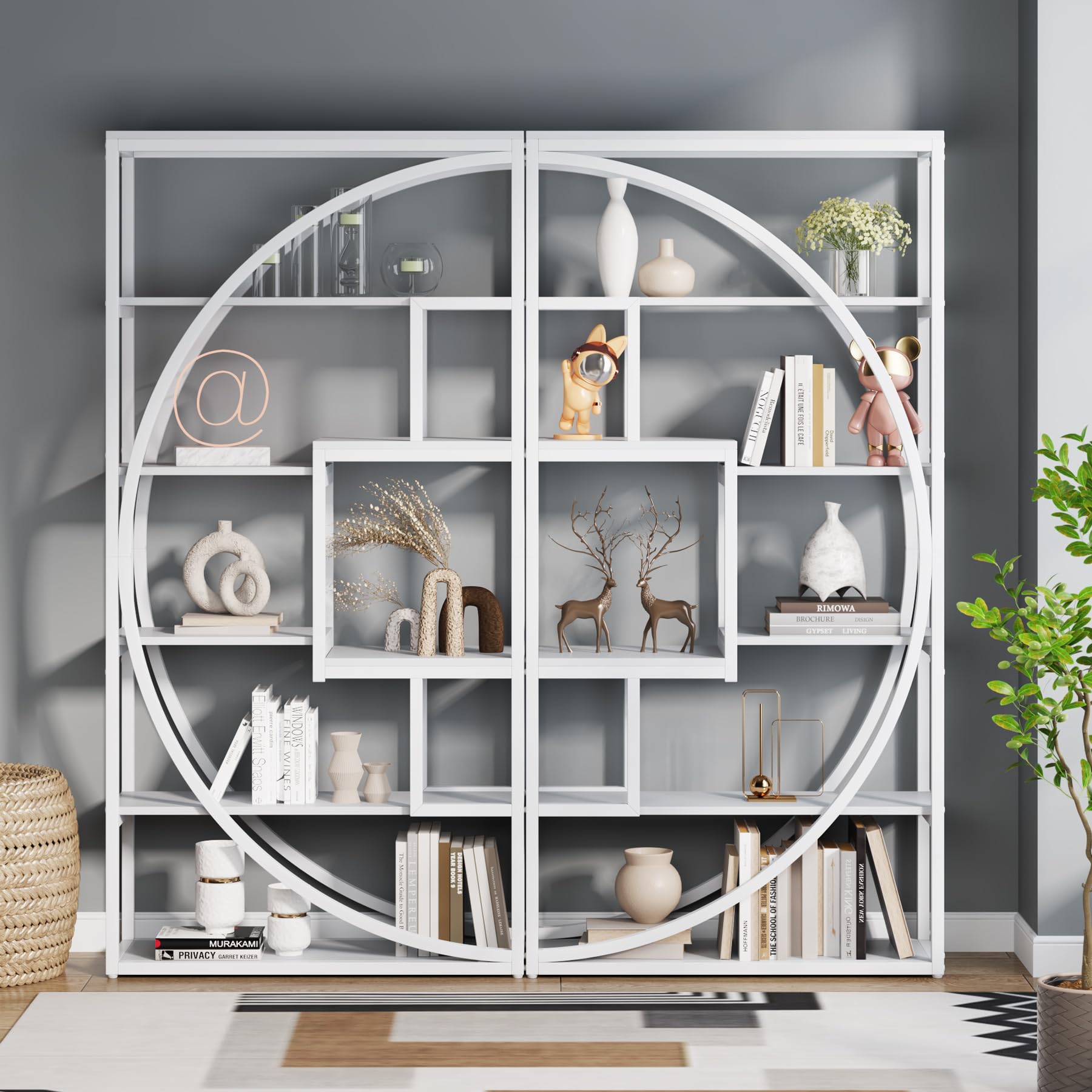Tribesigns Bookshelf, Industrial 5-Tier Etagere Bookcase, 70.8 inch Tall Bookshelf with 8 Open Storage Shelf, Book Shelf Display Tack Shelving Unit for Home Office Living Room, Rustic Brown