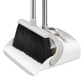 Broom with Dustpan Combo Set, Hand Broom and Dustpan Set for Sweeping Indoor Angle Broom for Home Office Kitchen Lobby Floor Pet Hair Indoor&Outdoor Cleaning (White&Gray)
