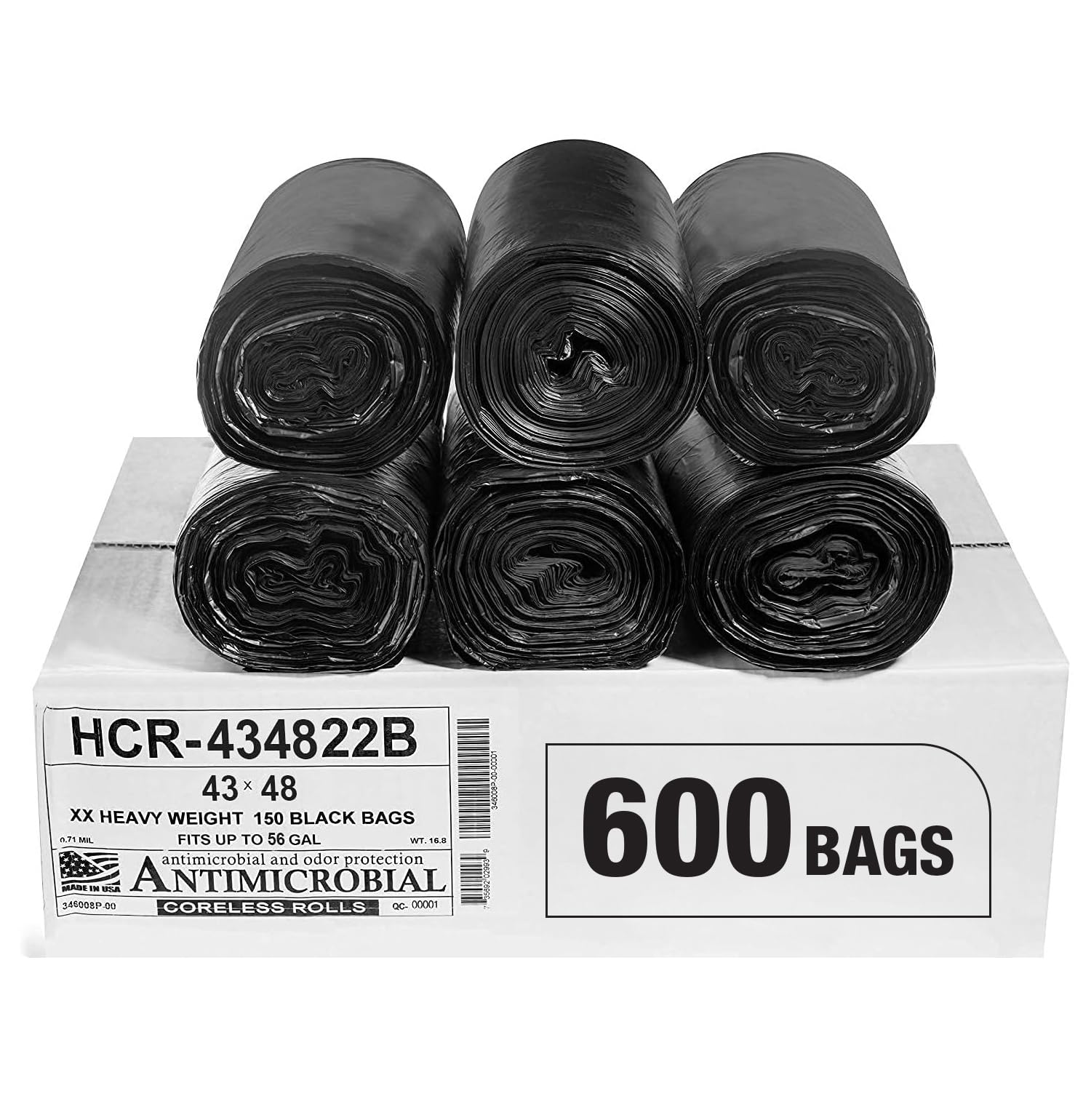 Aluf Plastics High Density Trash Bags, 10 Gallon, 4000 Count, 6 Micron (eq), 24" x 24", Black, for Bathroom, Office, Industrial, Commercial, Janitorial, Municipal, Recycling