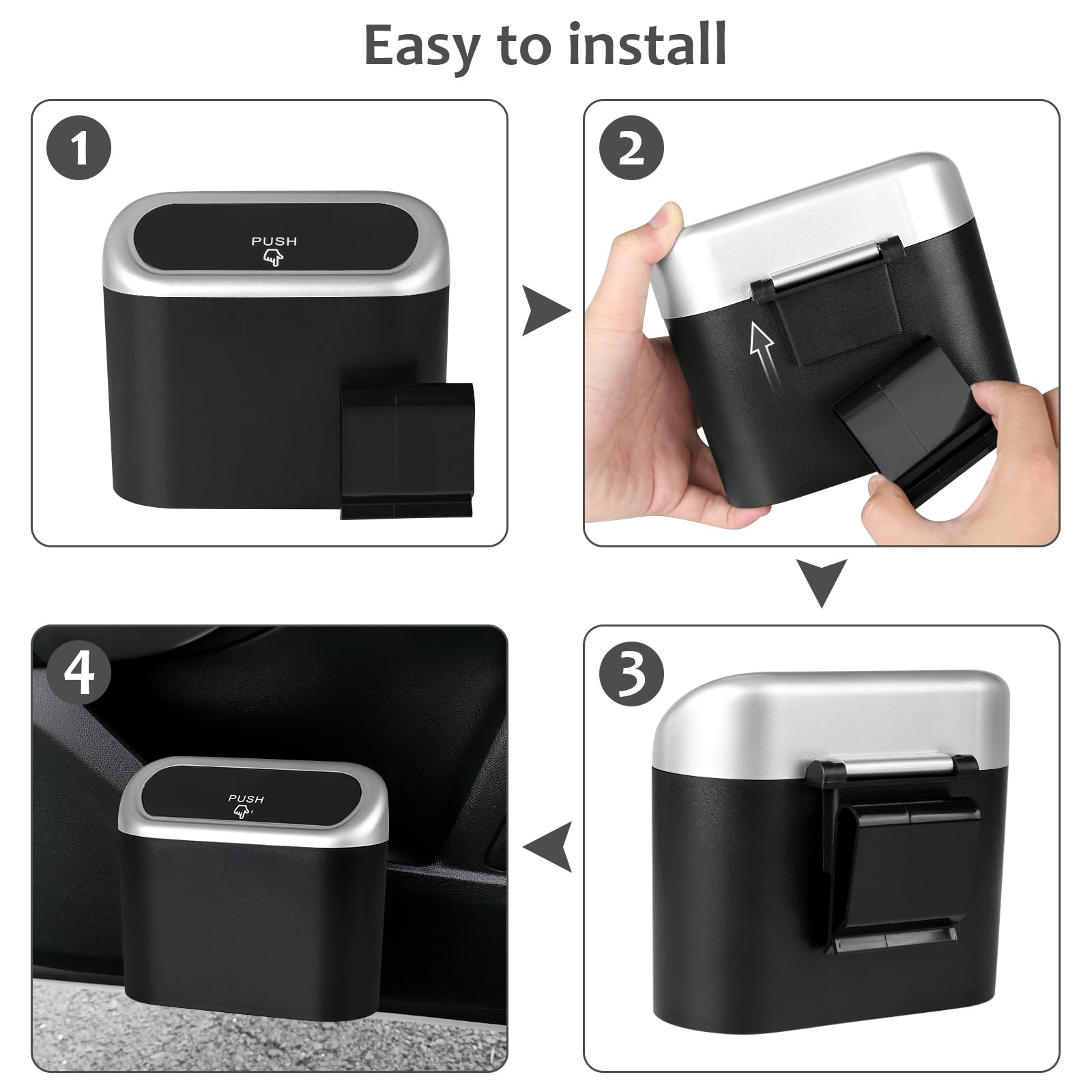 Accmor Car Trash Can with Lid, Mini Auto Dustbin Garbage Organizer with 30 Pcs Plastic Trash Bag, Automotive Garbage Container Bin for Vehicle, Home, Office