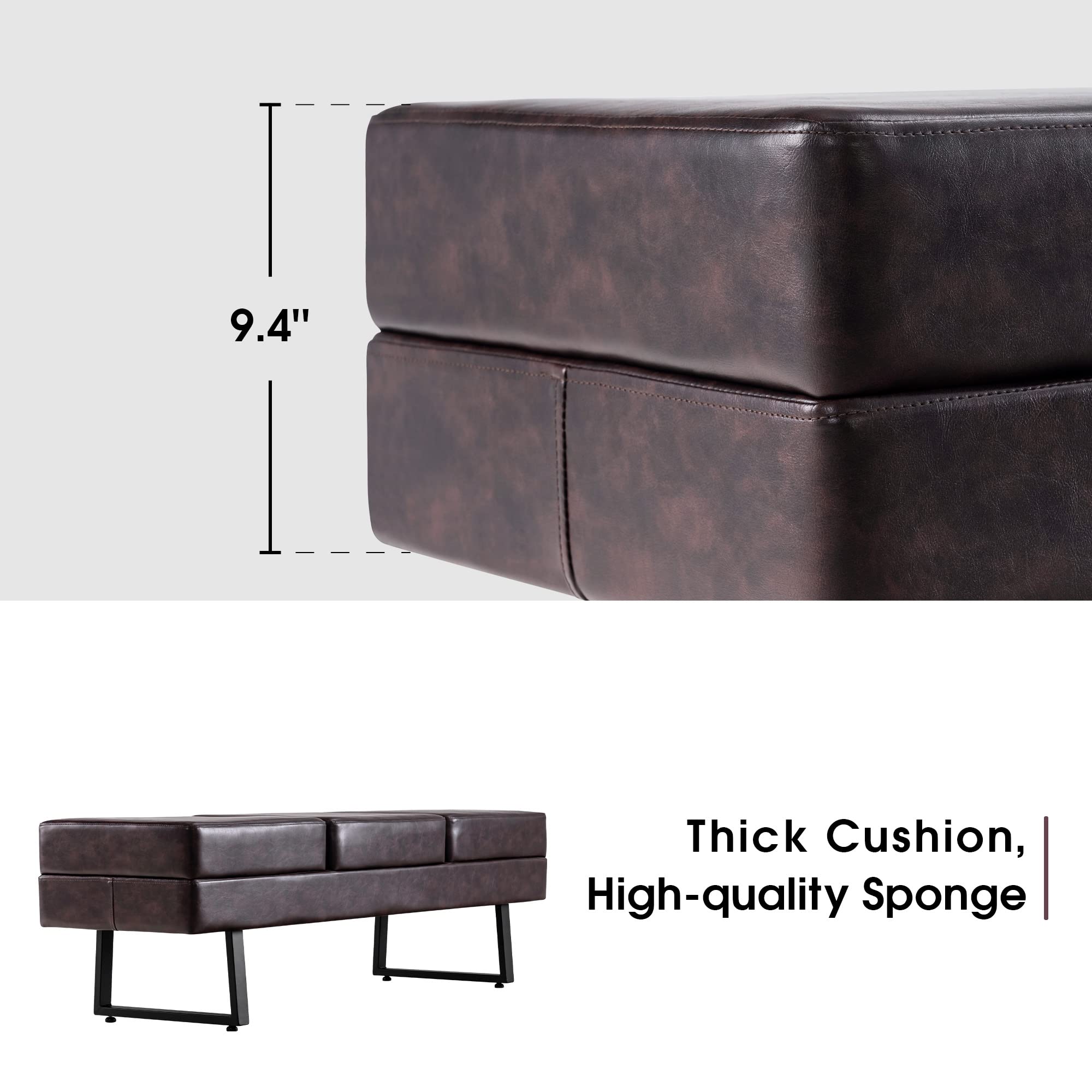 BarberPub Waiting Room Chairs, Heavy Duty Office Guest Reception Bench, Faux Leather Upholstered Lobby Chairs for Salon, Conference Room 7008 (Black)