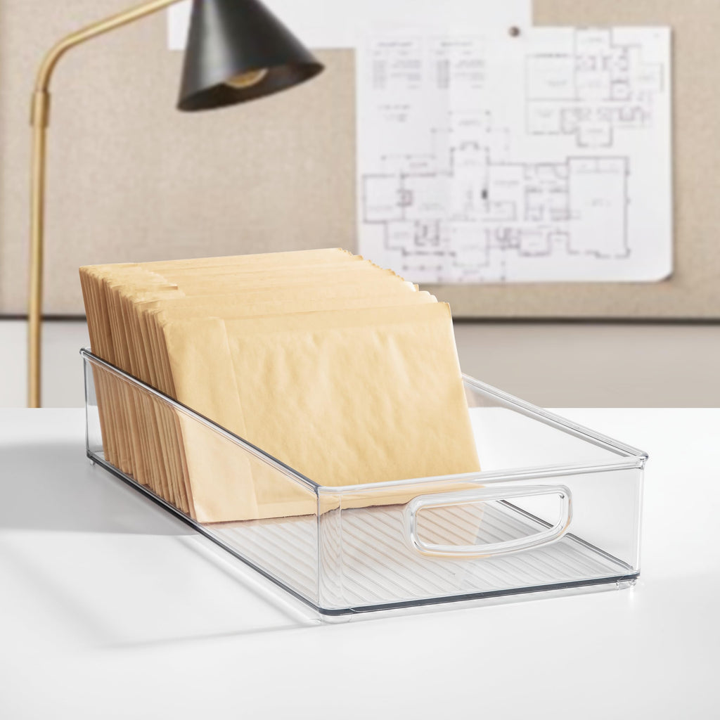 iDesign Slim Extra Long Clear Storage Bin | Narrow, Stackable, Kitchen or Pantry Organizer