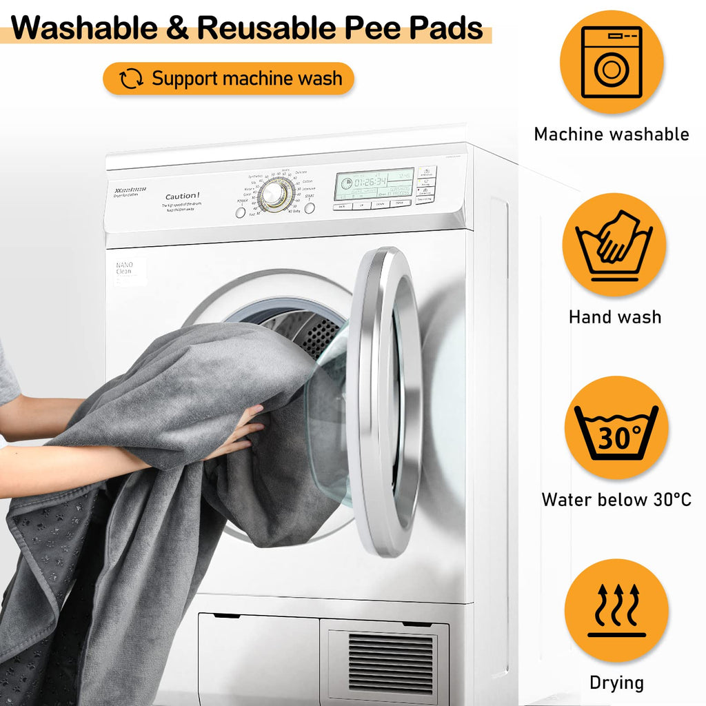 LOOBANI Washable Pee Pad for Dogs, 2 Packs Non-Slip Puppy Training Pads, Fast Absorbent Pet Whelping Pads, Puppy Playpen Mat for Incontinence, Housebreak, Crate, 31x36in, Gray