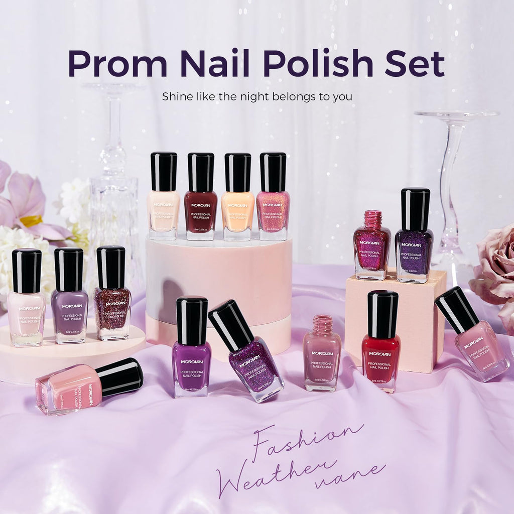 Morovan 15 Bright Color 0.27oz Air Quick Dry Long Lasting Nail Polish Gift Set for Women