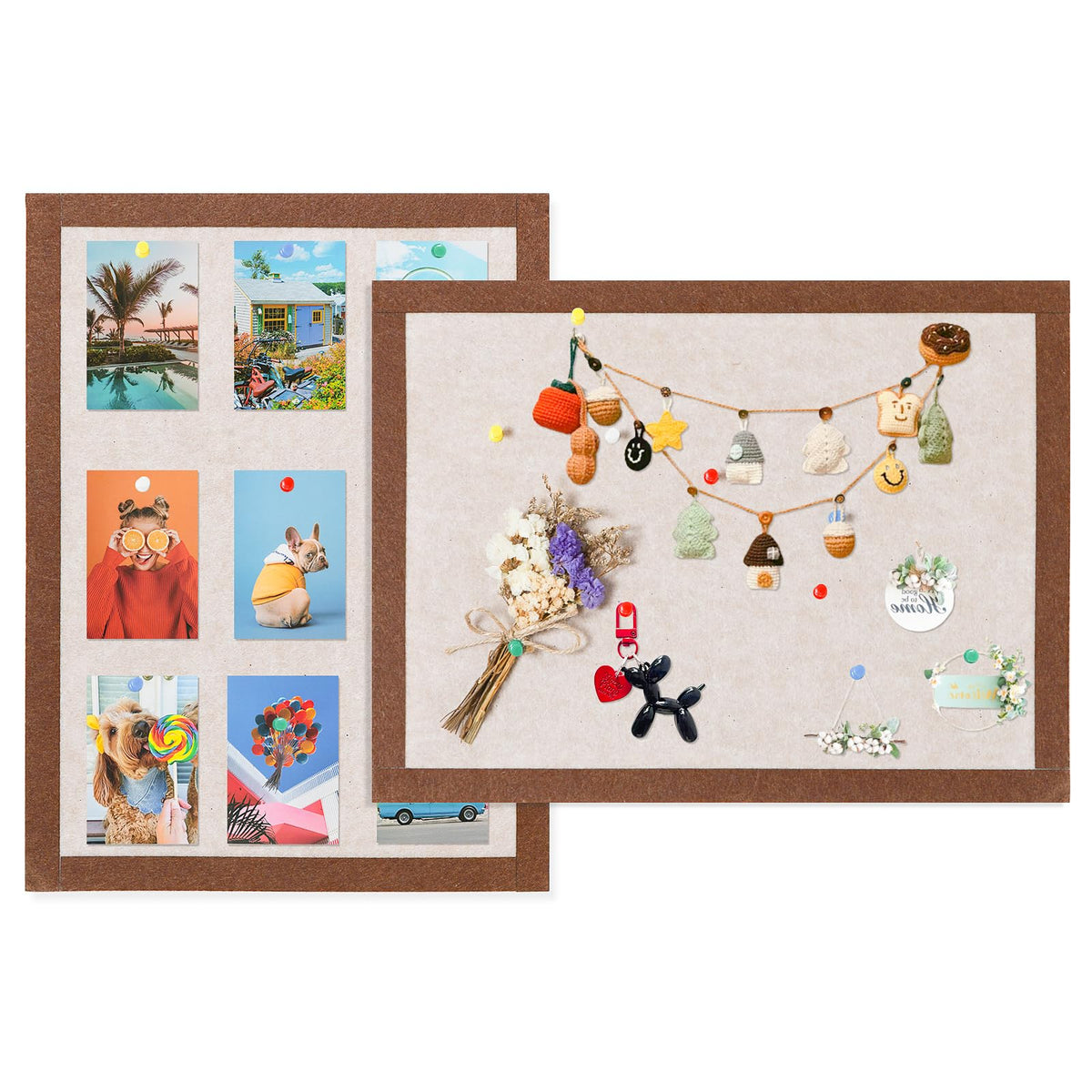 Felt Bulletin Board, 15.7''X 11.8'' corkboard Pin Board for Bedrooms Offices Home Wall Decoration, Self Adhesive Cork Board with 35 Push Pins for Paste Notes, Photos, Schedules (2 Pack)