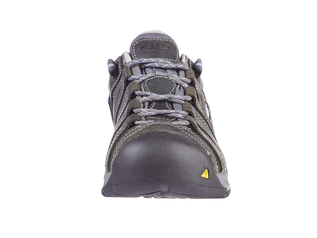 KEEN Utility Women's Flint 2 Low Height Leather Steel Toe Work Shoes, Magnet/Rose, 8 Wide US
