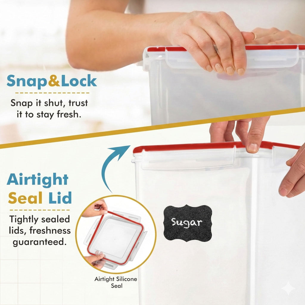 Shazo 2 PC (9.5L | 321 Oz) Extra Large Bulk Food Storage Containers with Airtight Lids for Flour, Sugar, Rice, Cereal & Pasta - Leakproof, BPA-Free Plastic Canisters for Kitchen & Pantry Organization