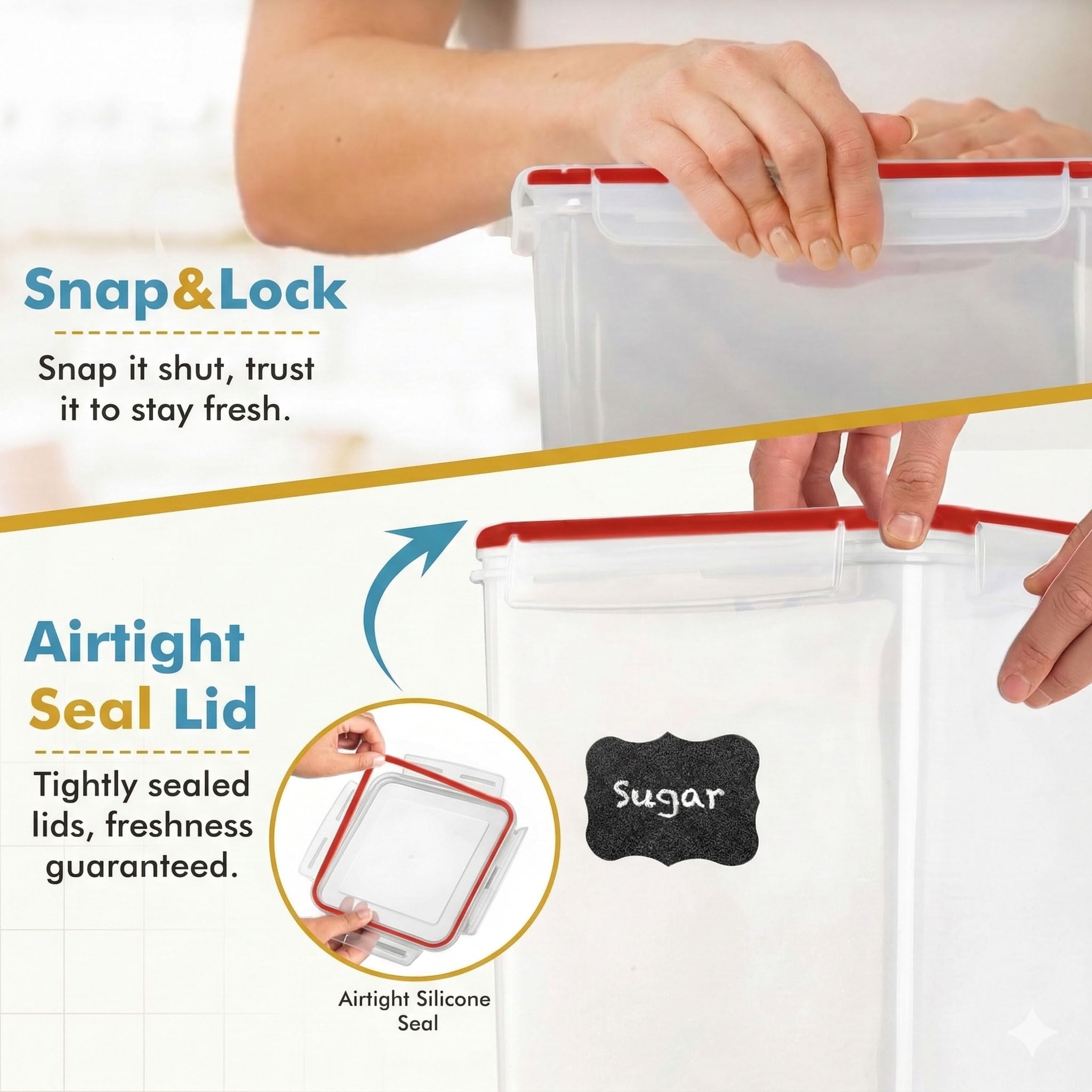 Shazo 2 PC (9.5L | 321 Oz) Extra Large Bulk Food Storage Containers with Airtight Lids for Flour, Sugar, Rice, Cereal & Pasta - Leakproof, BPA-Free Plastic Canisters for Kitchen & Pantry Organization