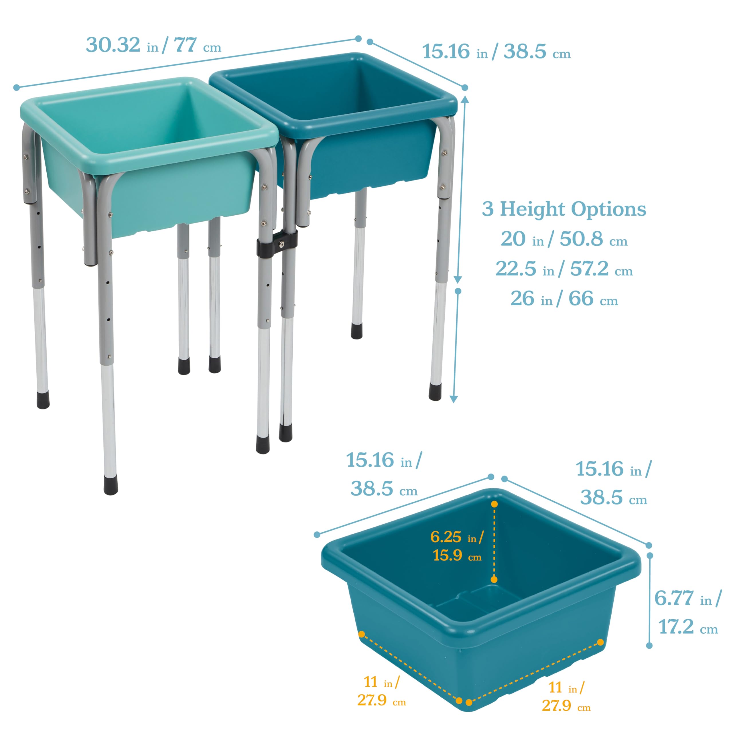 ECR4Kids 2-Station Sand and Water Adjustable Play Table, Sensory Bins, Blue/Red