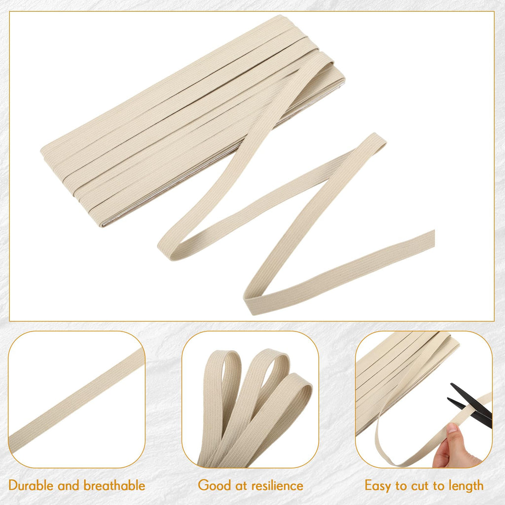 Shappy Elastic for Sewing Knit Elastic Band 1/2 Inch x 11 Yards (Beige)