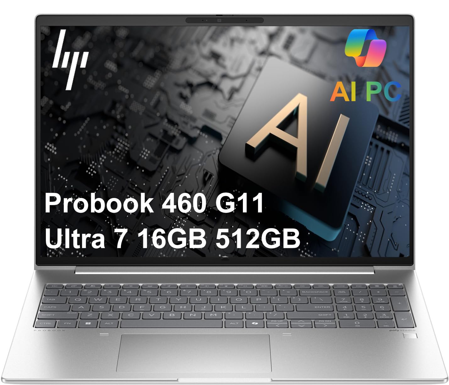 HP ProBook 460 G11 Business AI PC Laptop (16" FHD+ Anti-Glare, Intel 12-Core Ultra 7 155U, 16GB DDR5, 512GB SSD), HP Wolf Security, Backlit Numeric KB, Fingerprint, 1080p Webcam, Ethernet, Win 11 Pro