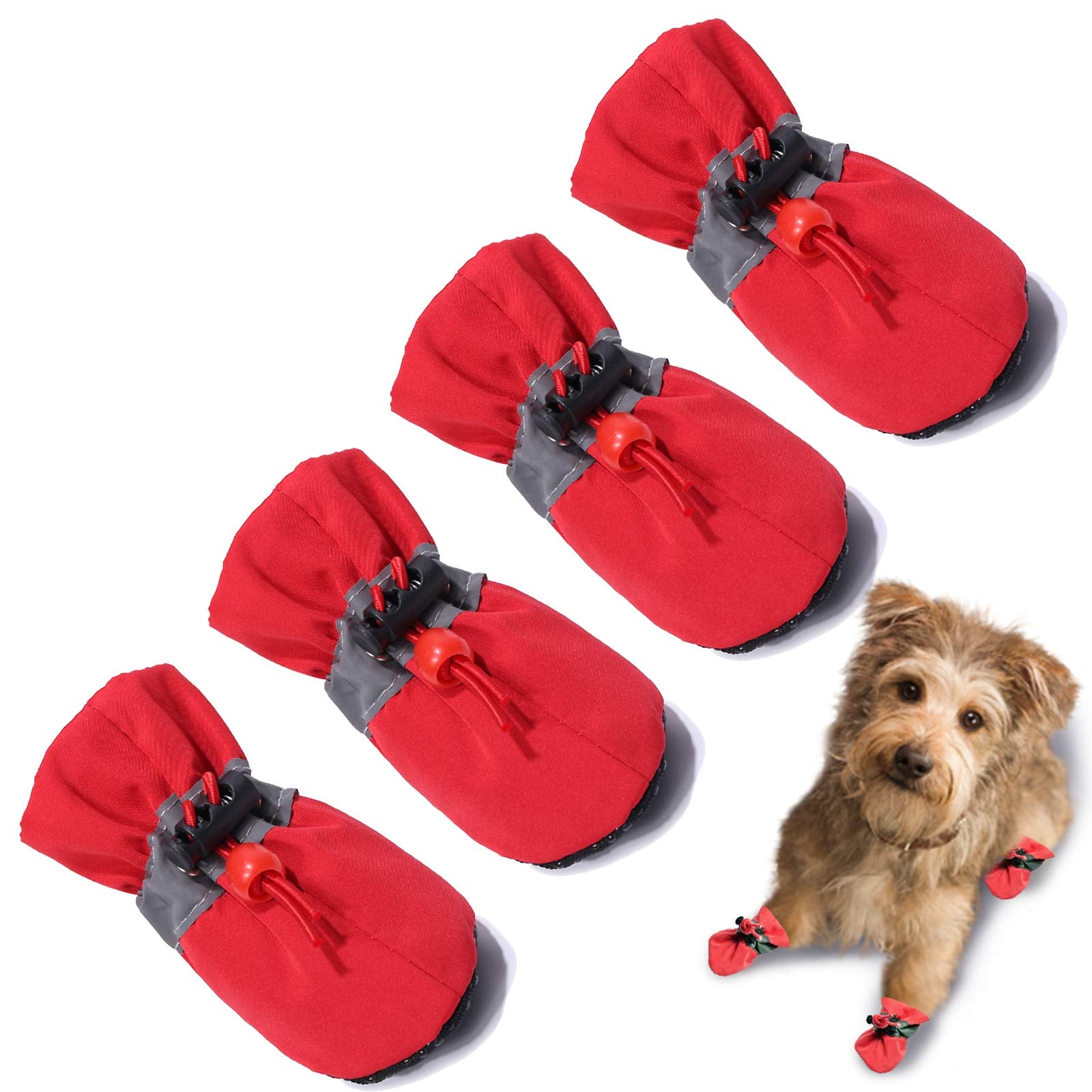 Dog Shoes for Hot Pavement, Summer Dog Boots & Paw Protector, Anti-Slip Sole Dog Booties with Reflective Straps Dog for Small Medium Dogs 4PCS (A-Pink, Size 3: 1.37"(Width))