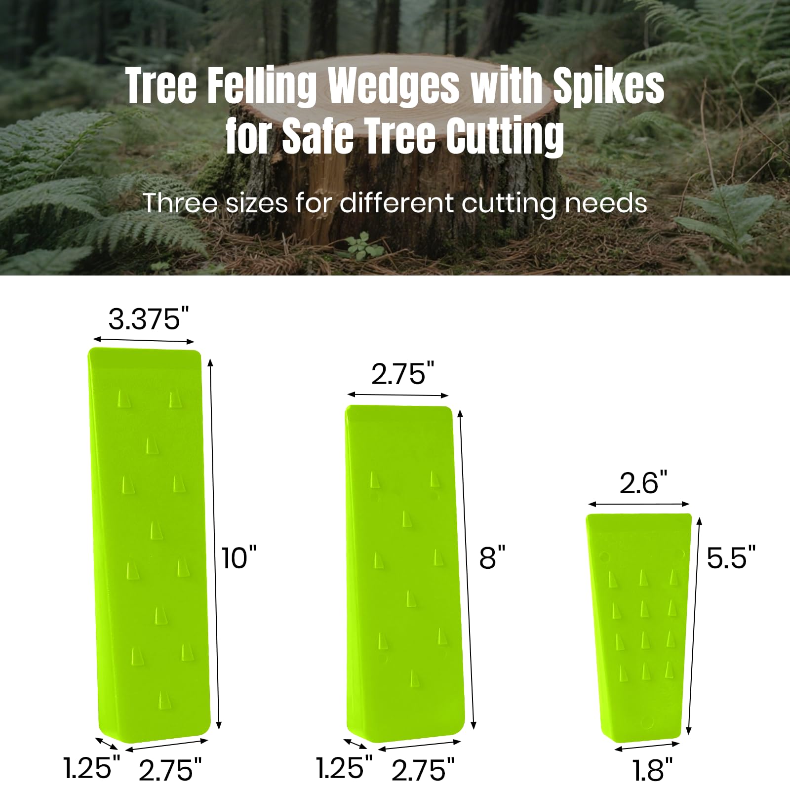 AR-PRO 6 Pack Tree Felling Wedges with Spikes for Safe Tree Cutting – 5.5” Wedges with Storage Bag; 6 Felling Dogs to Guide Trees Stabilize and Safely to Ground for Loggers and Fallers