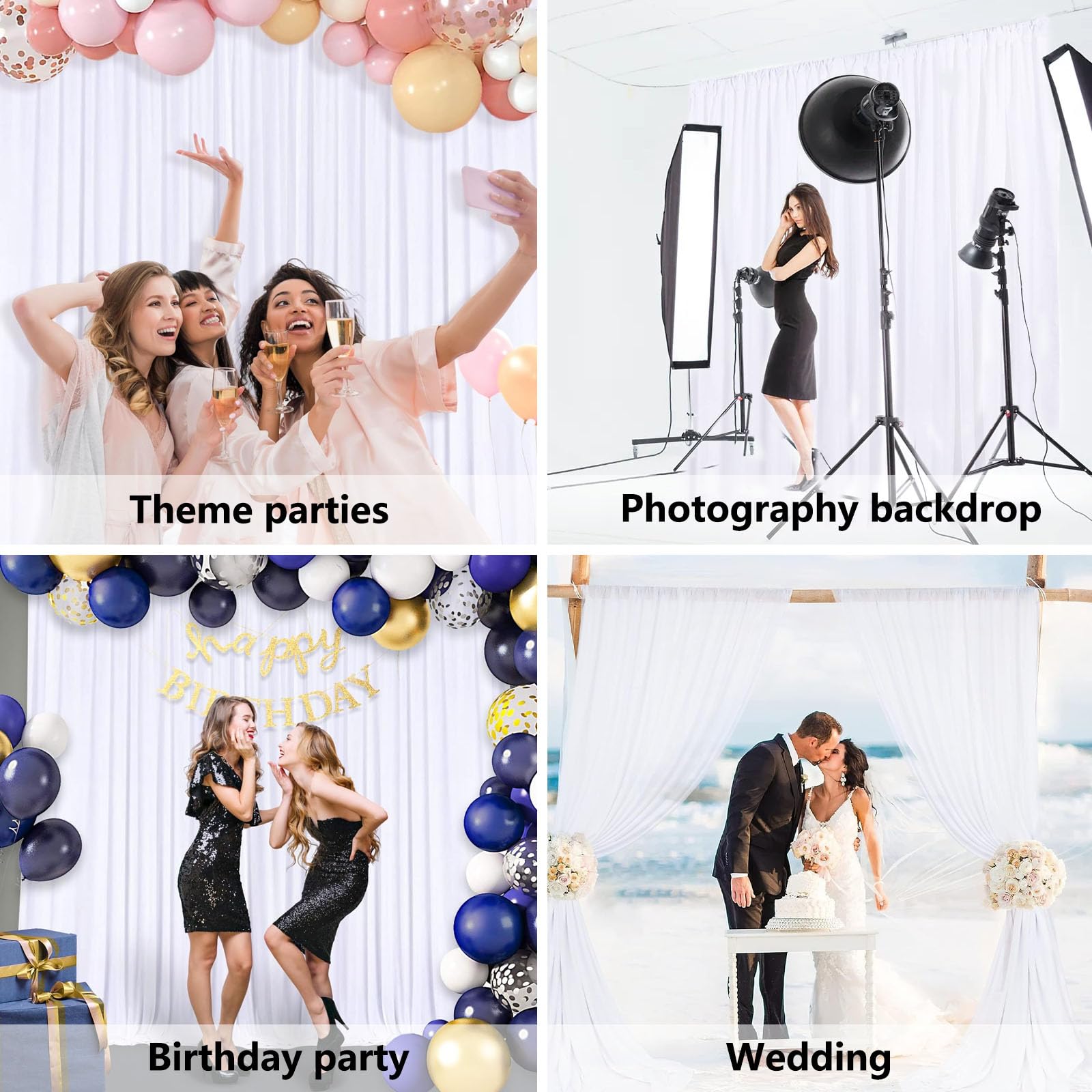 10 x 10 Feet Black A Backdrop Curtain for Partie, Background Curtains for Photoshoot, Birthday, Wedding, Halloween, Thanksgiving, Christmas, New Year Party Decorations 5Ft x 10Ft, 2 Panels