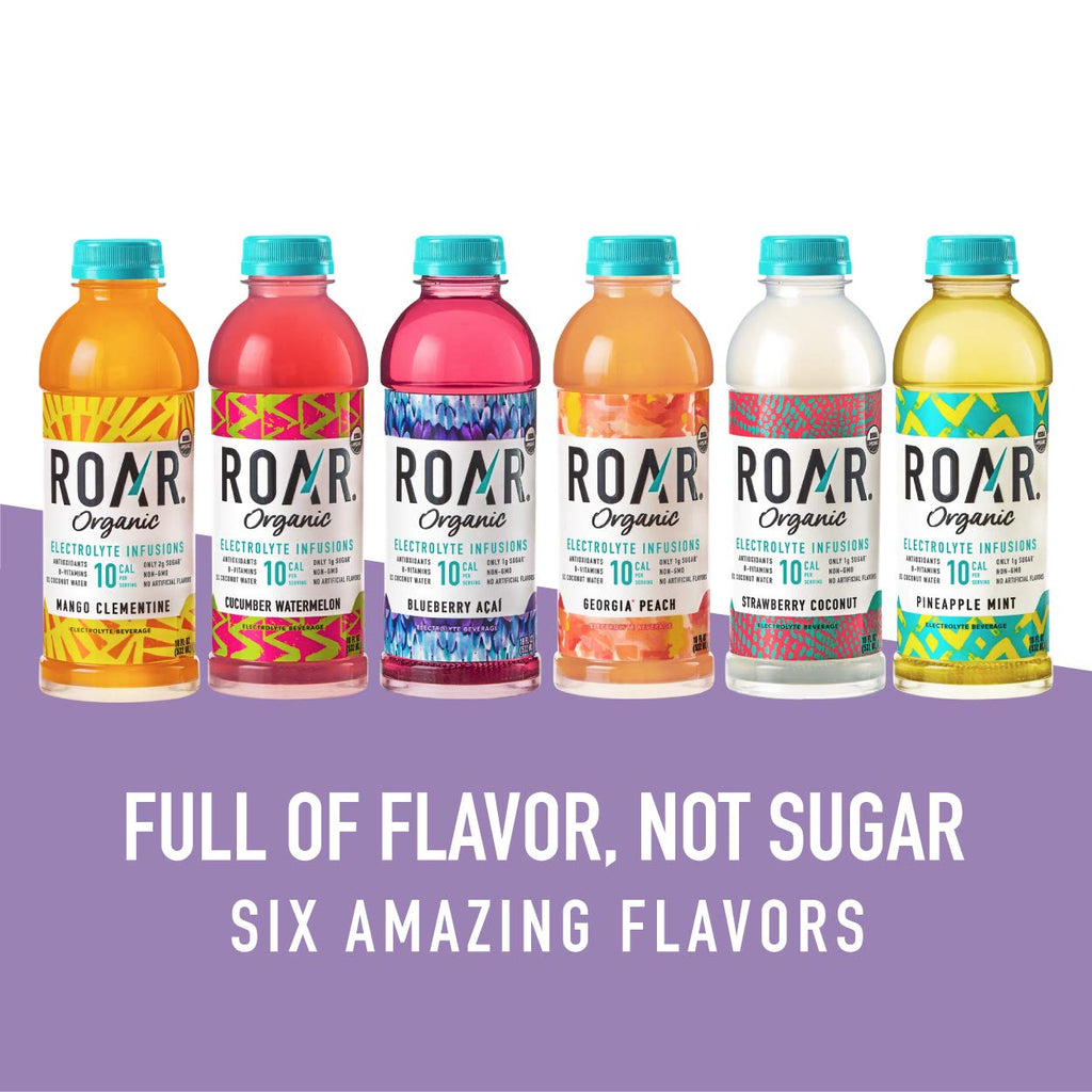 ROAR Complete Hydration Organic - Electrolyte Drinks Loaded with Vitamins C, B5, B12 - Non-GMO, Gluten-Free - Strawberry Lemonade - 12 pc