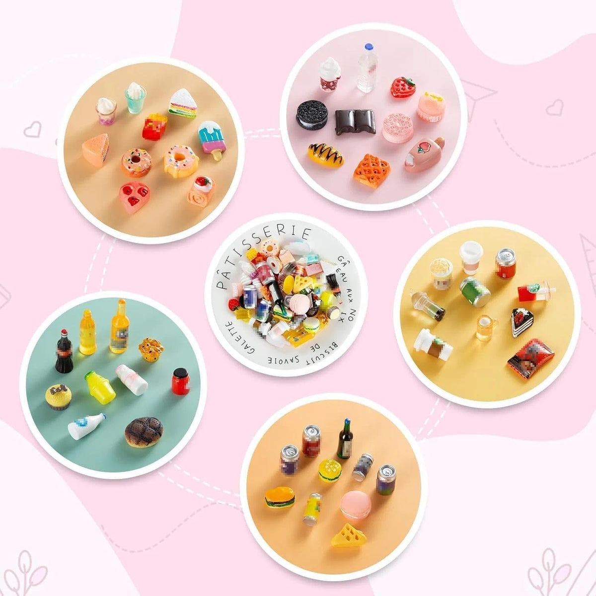 134pcs Mini Shopping Cart Basket Miniature Food Drink Bottle Supermarket Metal Handcart Toys Doll House Store Cosplay Game Dollhouse Grocery Fruit Cake Bread Party Trolley Model Dollar Bills