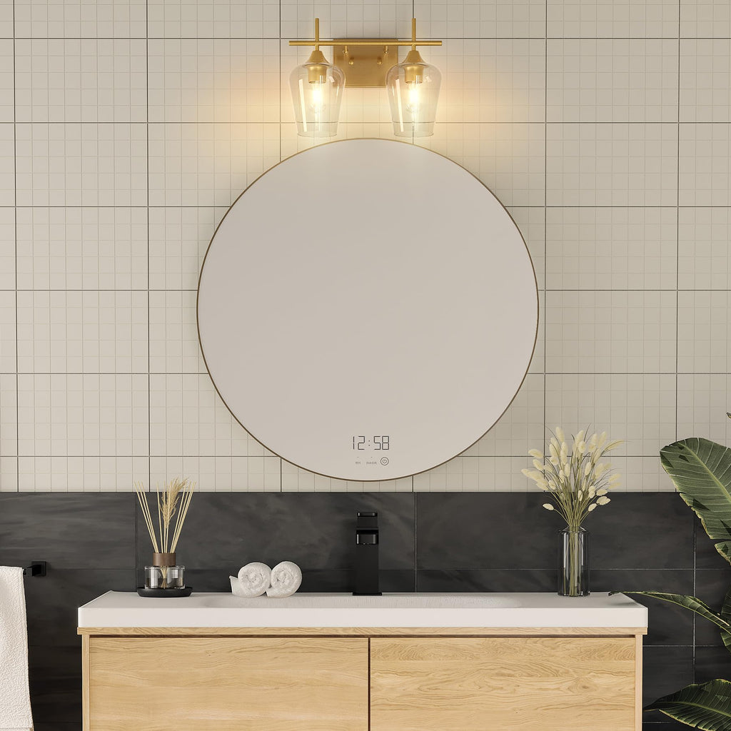 VONLUCE Bathroom Vanity Light, 2 Light Bathroom Light Fixture Over Mirror, Bathroom Wall Lamp with Clear Glass, Modern Brushed Nickel Vanity Lighting fixtures for Bathroom, Bedroom, Hallway