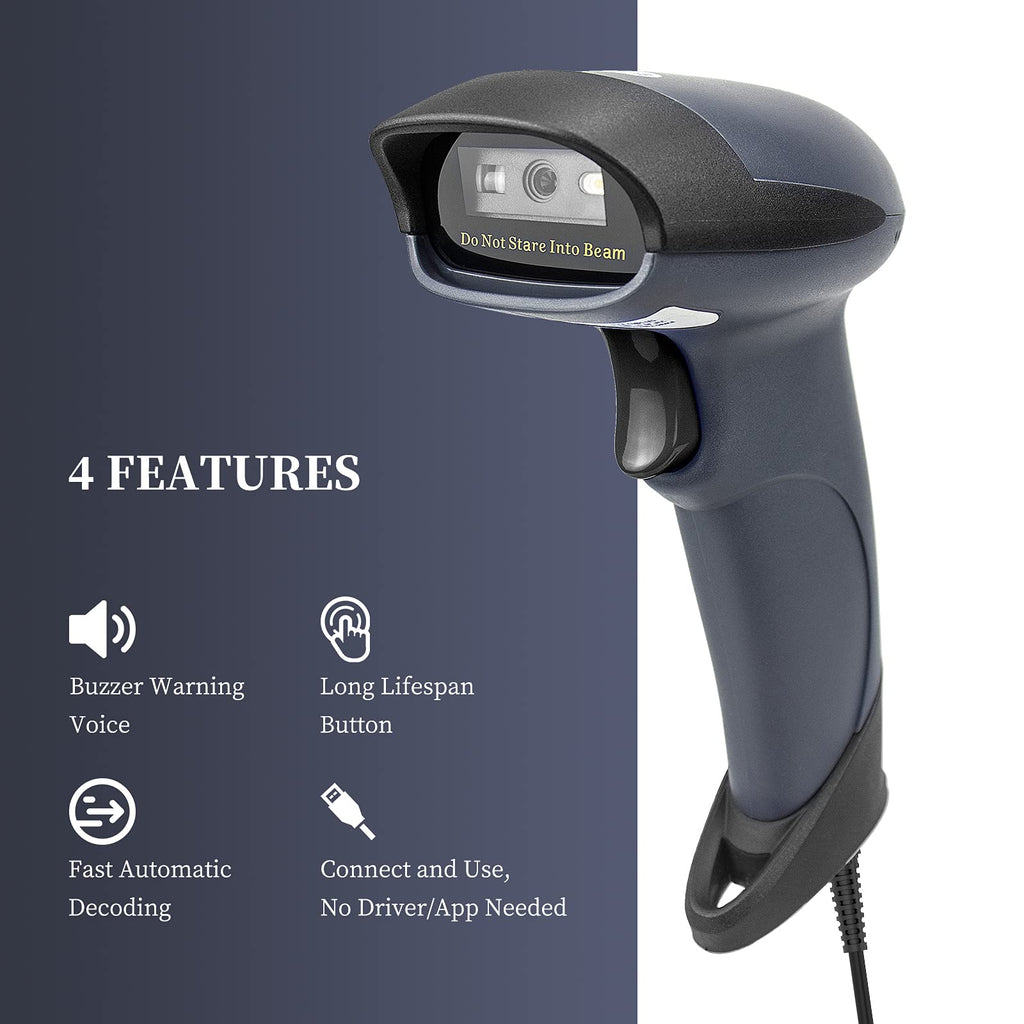 NETUM USB Laser Barcode Scanner, Handheld 1D Wired Bar Code Scanner Scanning UPC EAN Reader Gun Retails for Supermarket, Convenience Store, Warehouse - NT-M1