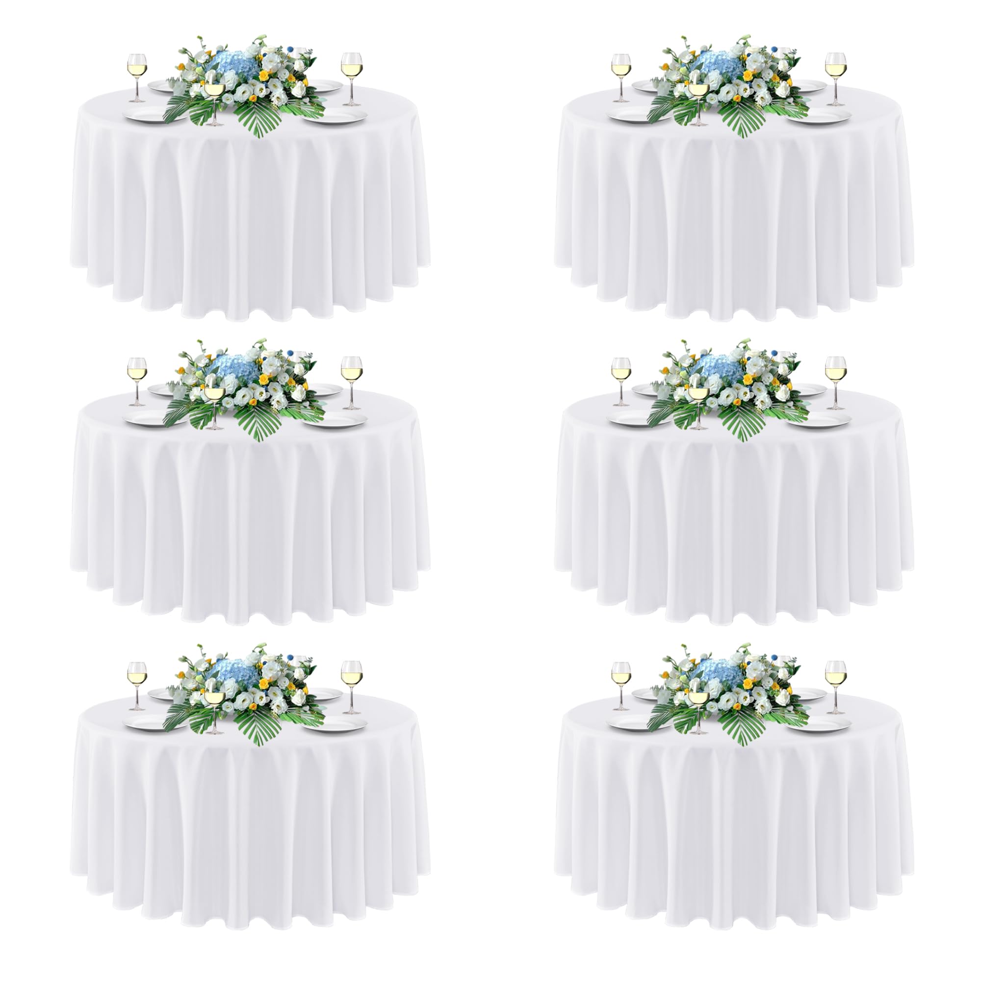sancua Rectangle Tablecloths for 4ft Tables, 6 Pack - 60x84 Inch - Beige Washable Fabric Cloth Table Cloth for Wedding, Party, Birthday, Banquet, Reusable Polyester Table Covers