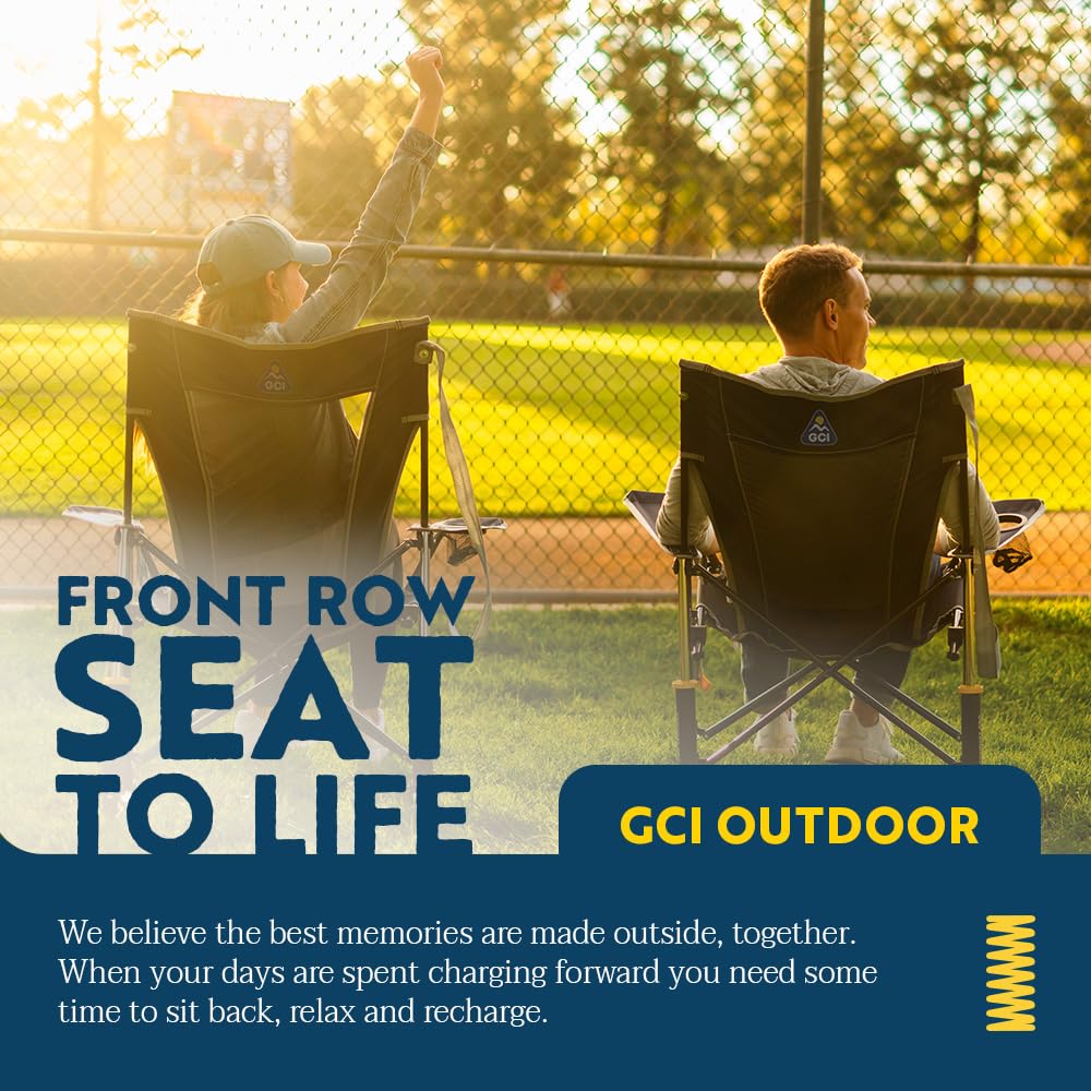 GCI Outdoor Comfort Pro Rocker Camping Chair | Portable Folding Rocking Chair with Durable Armrests & Drink Holder — Blush