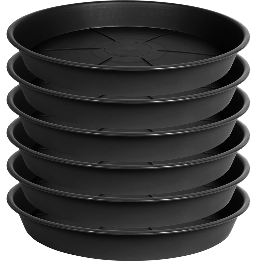 OVZILKI 6 Pack of Plant Saucer Tray 4 6 8 10 12 14 17 19 22 25 inch, Heavy Duty Plastic Pot Plant Drip Trays Saucers for Indoors Outdoor, Plant Water Tray for Planters 3-5" (4", Beige)