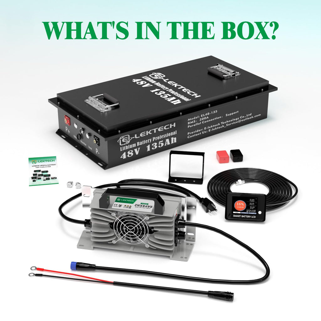 36V 100Ah LiFePO4 Lithium Golf Cart Battery with Charger, Built-in Smart 200A BMS, with Touch Monitor, Perfect for Golf Carts, Off-grid