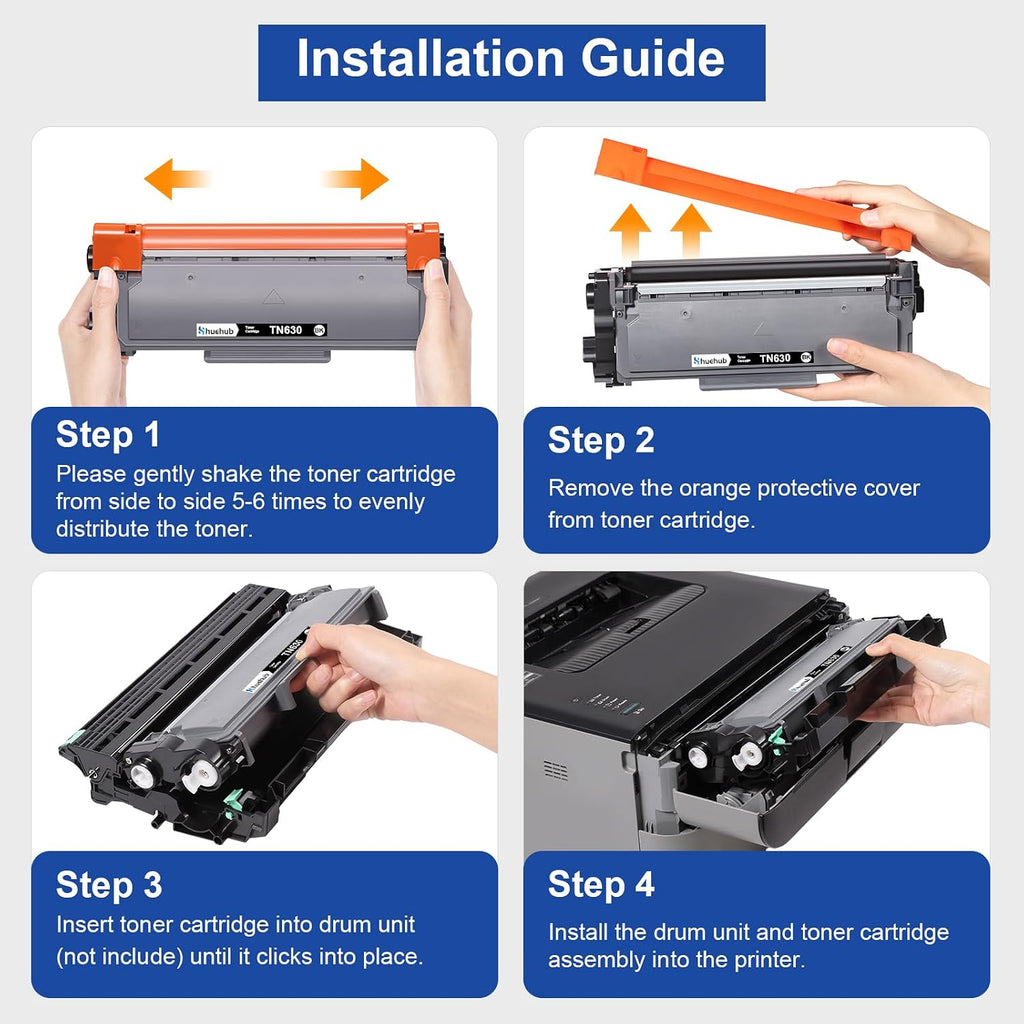TN630 Black Toner Cartridge Replacement for Brother TN 630 TN-630 Toner for HL-L2300D HL-L2305W HL-L2320D HL-L2360DW HL-L2380DW MFC-L2680W MFC-L2700DW MFC-L2720DW DCP-L2540DW Printer - 2 Pack