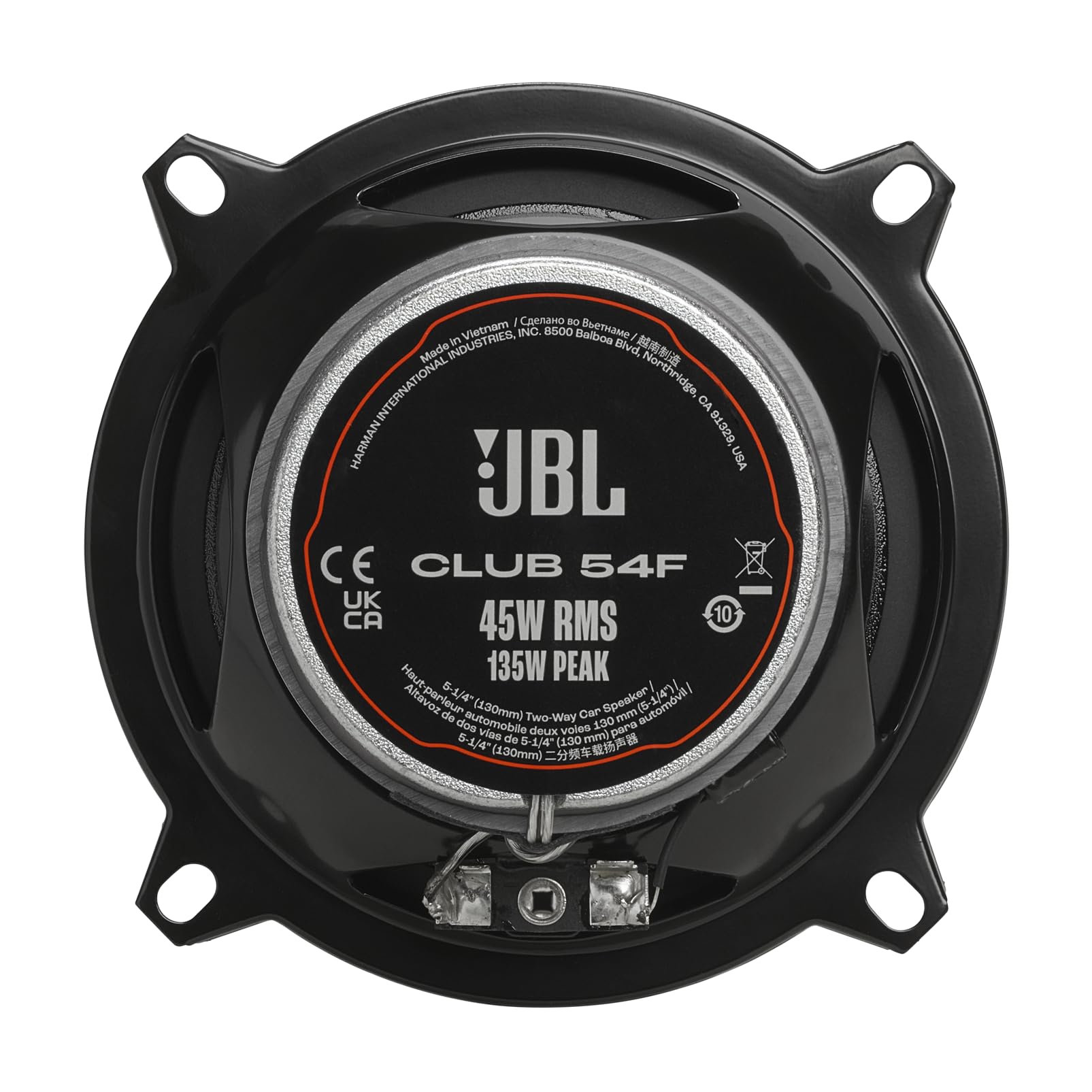 JBL Club 34F - 3-1/2" (87mm) Two-Way Car Speaker, 75 Watts Peak, 25 Watts RMS, Sensitivity (@ 2.83V): 89dB, Frequency Response: 90Hz – 20kHz, Nominal Impedance: 3.0 ohms
