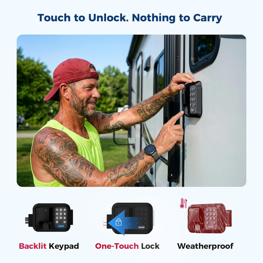 ONNAIS RV Door Lock Replacement – Full Metal Keyless Entry, 10-Digit Keypad, Dual-Door Remote, Backup Key, RV Essential, Ideal Gift for RV Owners