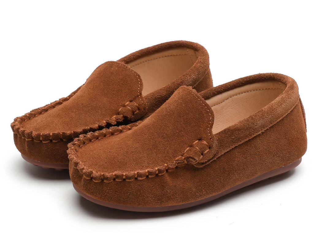 DADAWEN Toddler Little Kid Boys Girls Soft Suede Leather Slip On Flat Boat Dress Shoes Wedding Church Oxford Shoes Loafers