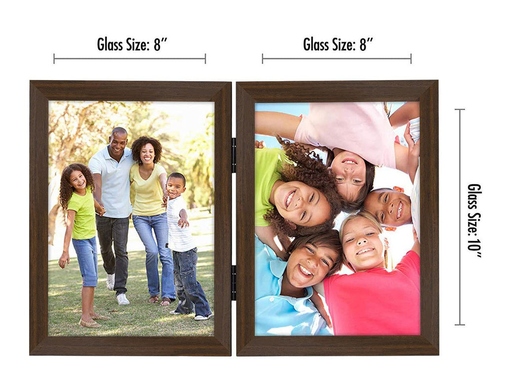 Americanflat Hinged 4x6 Picture Frame with Shatter-Resistant Glass - Double Picture Frames with Engineered Wood - Signature Collection - Photo Frame for Tabletop Display - Black