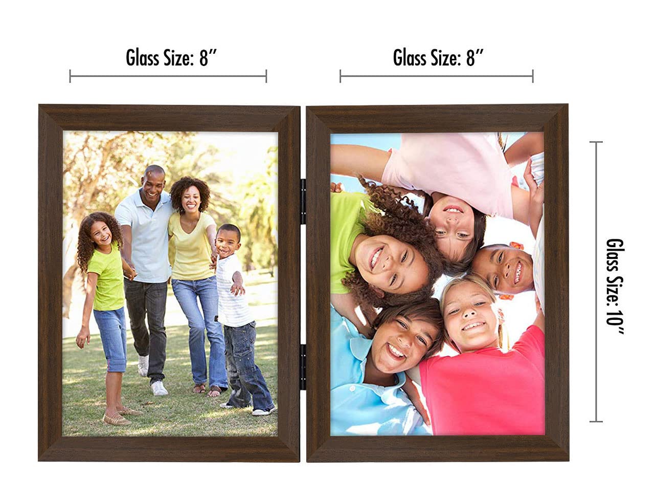 Americanflat Hinged 4x6 Picture Frame with Shatter-Resistant Glass - Double Picture Frames with Engineered Wood - Signature Collection - Photo Frame for Tabletop Display - Black