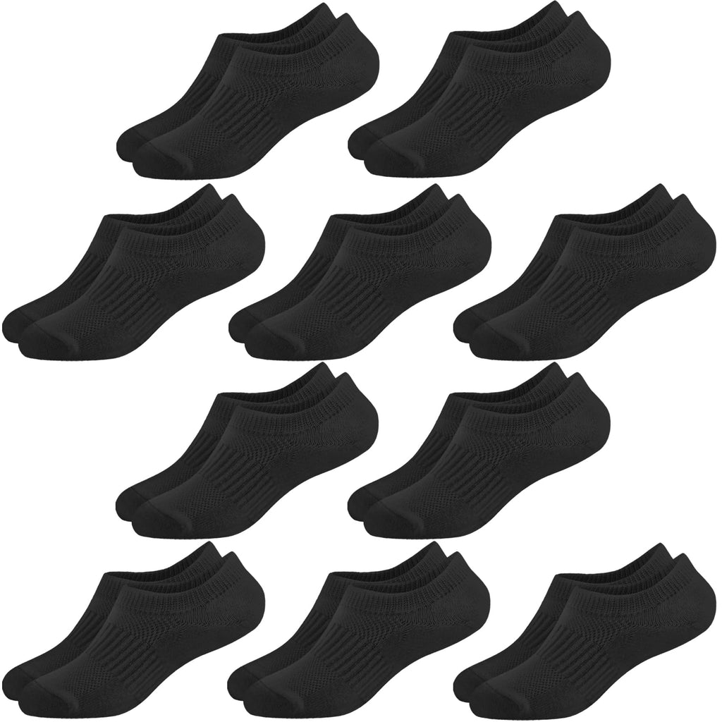 No Show Cotton Socks for Girls and Boys - Low Cut, Breathable, Non-Slip Short Socks for Kids - 5/10 Pairs